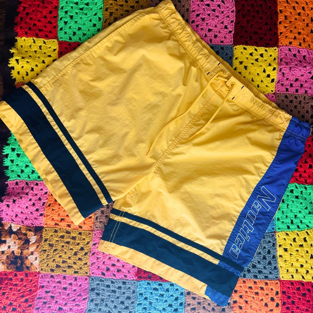 Vintage Y2K 90s Nautica 6.75 Inseam Board Short Logo Swim Trunks Colorbl…